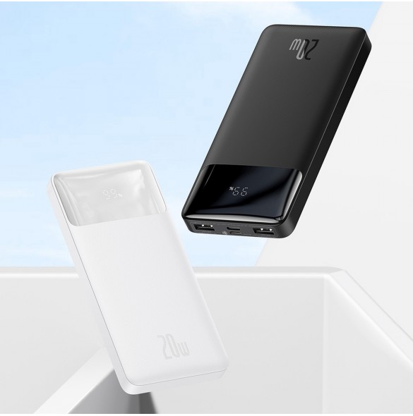 Baseus Bipow fast charging powerbank 20000mAh 20W white (Overseas Edition) + USB-A - Micro USB cable 0.25m white (PPBD050302)