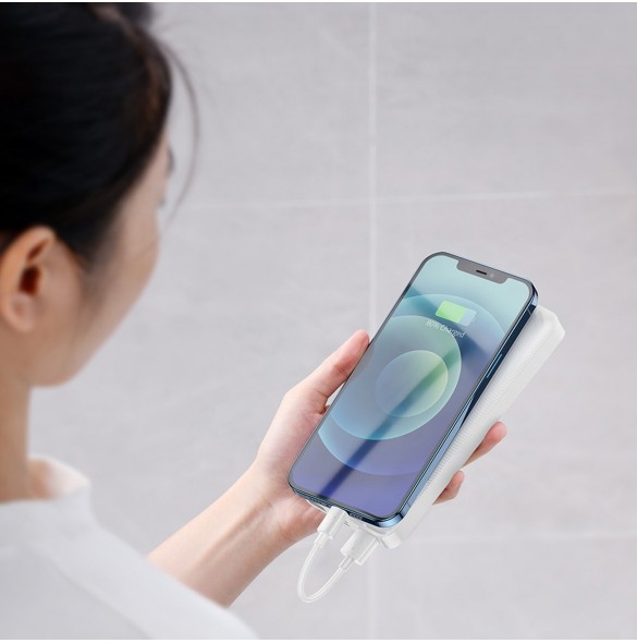 Baseus Bipow fast charging powerbank 20000mAh 20W white (Overseas Edition) + USB-A - Micro USB cable 0.25m white (PPBD050302)