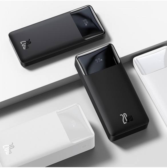 Baseus Bipow fast charging powerbank 20000mAh 20W white (Overseas Edition) + USB-A - Micro USB cable 0.25m white (PPBD050302)