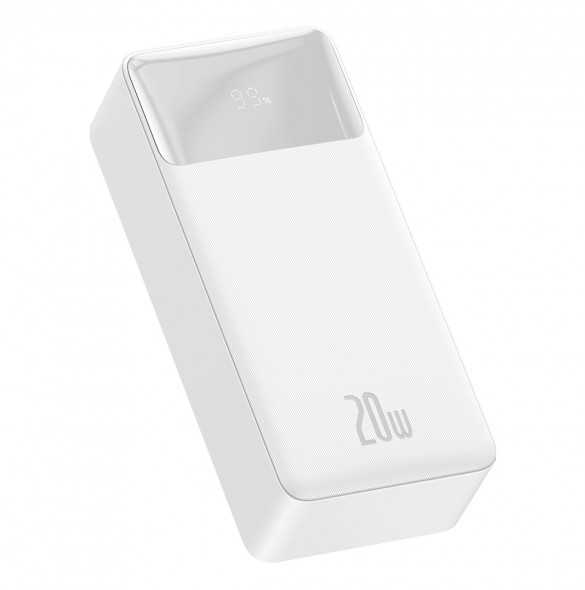 Baseus Bipow fast charging powerbank 30000mAh 20W white (Overseas Edition) + USB-A - Micro USB cable 0.25m white (PPBD050402)