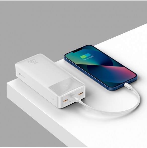 Baseus Bipow fast charging powerbank 30000mAh 20W white (Overseas Edition) + USB-A - Micro USB cable 0.25m white (PPBD050402)