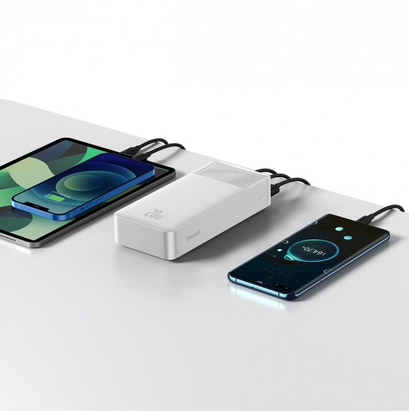 Baseus Bipow fast charging powerbank 30000mAh 20W white (Overseas Edition) + USB-A - Micro USB cable 0.25m white (PPBD050402)
