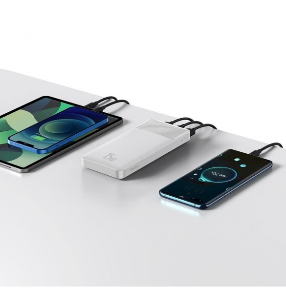 Baseus Bipow power bank 10000mAh 2x USB / USB Type C / micro USB 15W white (PPDML-I02)