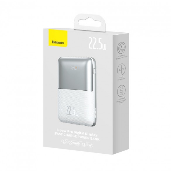 Baseus Bipow Pro 20000mAh 22.5W power bank white with USB Type A - USB Type C 3A 0.3m cable (PPBD030002)