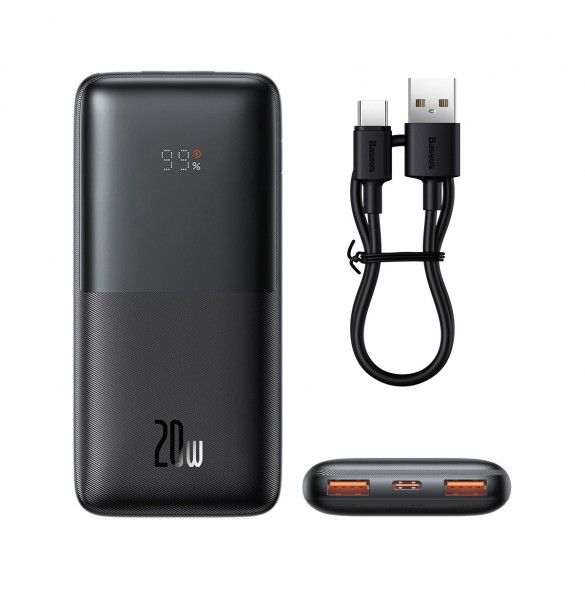 Baseus Bipow Pro Power Bank 10000mAh 20W black with USB Type A - USB Type C 3A 0.3m cable (PPBD040201)