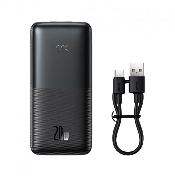 Baseus Bipow Pro Power Bank 10000mAh 20W black with USB Type A - USB Type C 3A 0.3m cable (PPBD040201)