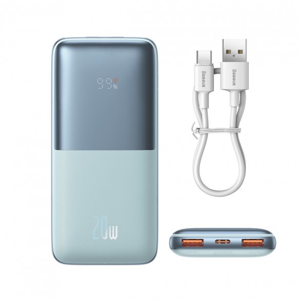Baseus Bipow Pro Power Bank 10000mAh 20W blue with USB Type A - USB Type C 3A 0.3m cable (PPBD040203)