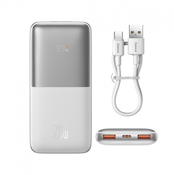 Baseus Bipow Pro Power Bank 10000mAh 20W white with USB Type A - USB Type C 3A 0.3m cable (PPBD040202)