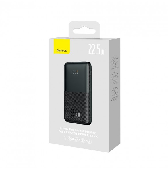 Baseus Bipow Pro power bank 10000mAh 22.5W + USB cable 3A 0.3m black (PPBD040001)