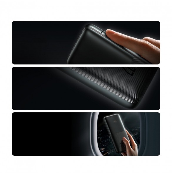 Baseus Bipow Pro power bank 10000mAh 22.5W + USB cable 3A 0.3m black (PPBD040001)