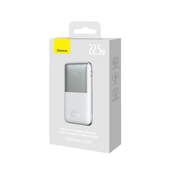 Baseus Bipow Pro power bank 10000mAh 22.5W + USB cable 3A 0.3m white (PPBD040002)