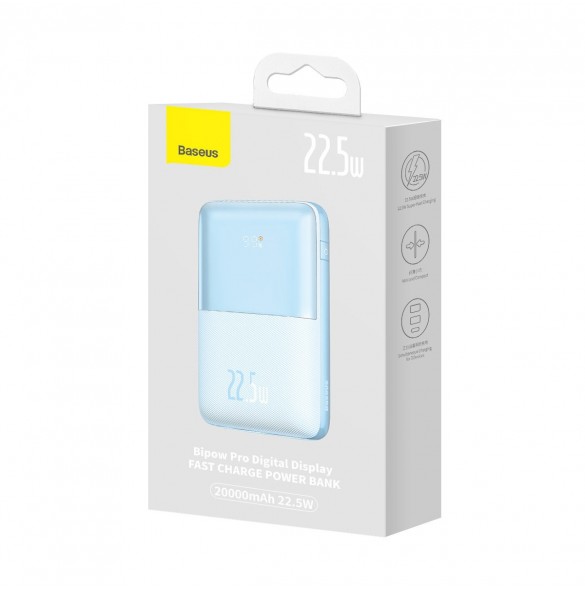 Baseus Bipow Pro Power Bank 20000mAh 22.5W blue with USB Type A - USB Type C 3A 0.3m cable (PPBD040303)