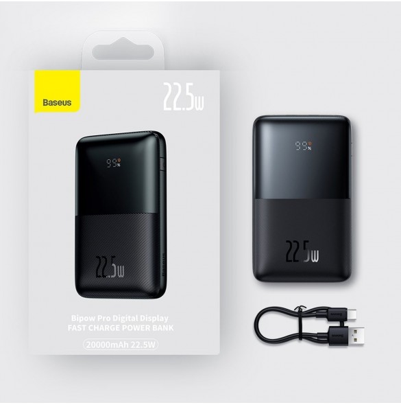 Baseus Bipow Pro Power Bank 20000mAh 22.5W blue with USB Type A - USB Type C 3A 0.3m cable (PPBD040303)