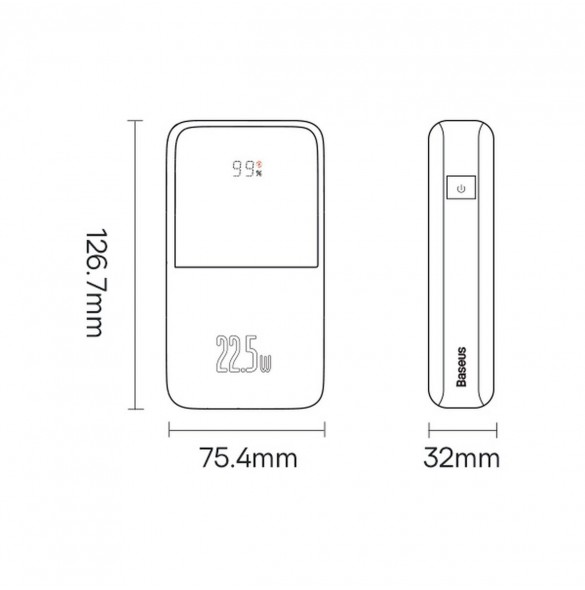 Baseus Bipow Pro Power Bank 20000mAh 22.5W blue with USB Type A - USB Type C 3A 0.3m cable (PPBD040303)