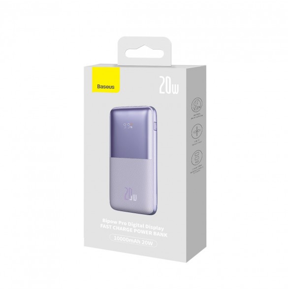 Baseus Bipow Pro powerbank 10000mAh 20W + USB cable 3A 0.3m purple (PPBD040105)
