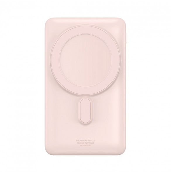 Baseus Magnetic Bracket powerbank med trådlös laddning MagSafe 10000mAh 20W Overseas Edition rosa (PPCX000204) + USB Type C-kabe
