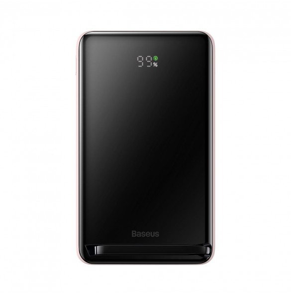 Baseus Magnetic Bracket powerbank med trådlös laddning MagSafe 10000mAh 20W Overseas Edition rosa (PPCX000204) + USB Type C-kabe