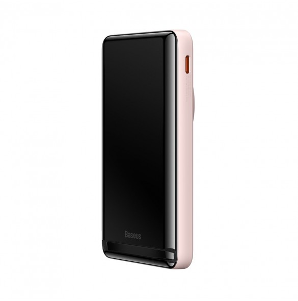 Baseus Magnetic Bracket powerbank med trådlös laddning MagSafe 10000mAh 20W Overseas Edition rosa (PPCX000204) + USB Type C-kabe