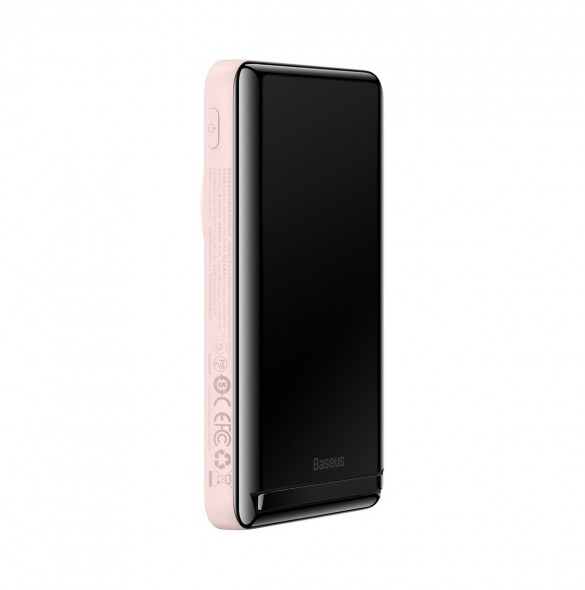 Baseus Magnetic Bracket powerbank med trådlös laddning MagSafe 10000mAh 20W Overseas Edition rosa (PPCX000204) + USB Type C-kabe
