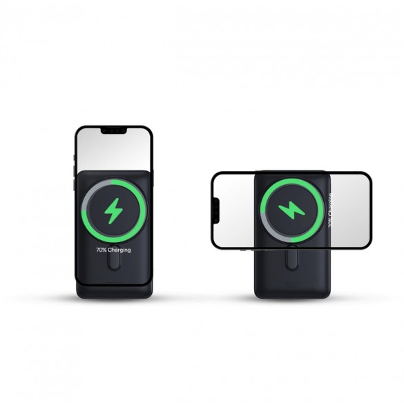 Baseus Magnetic Bracket powerbank med trådlös laddning MagSafe 10000mAh 20W Overseas Edition rosa (PPCX000204) + USB Type C-kabe