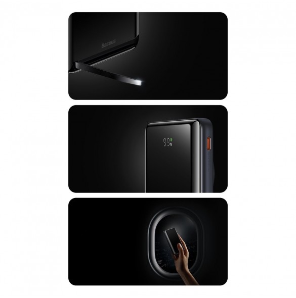 Baseus Magnetic Bracket powerbank med trådlös laddning MagSafe 10000mAh 20W Overseas Edition rosa (PPCX000204) + USB Type C-kabe