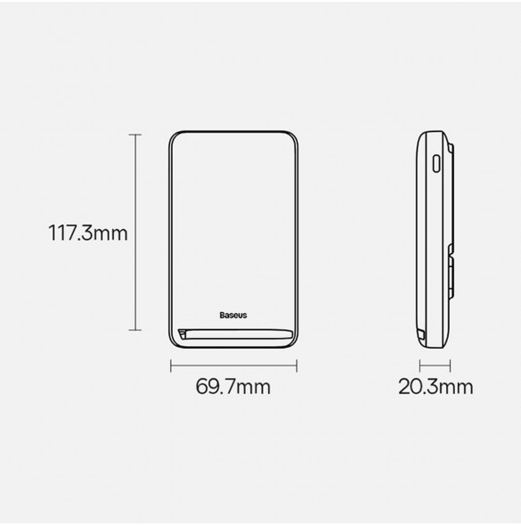 Baseus Magnetic Bracket powerbank med trådlös laddning MagSafe 10000mAh 20W Overseas Edition rosa (PPCX000204) + USB Type C-kabe