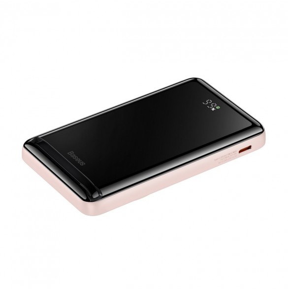 Baseus Magnetic Bracket powerbank med trådlös laddning MagSafe 10000mAh 20W rosa (PPCX000004) + USB Typ C-kabel Baseus Xiaobai S