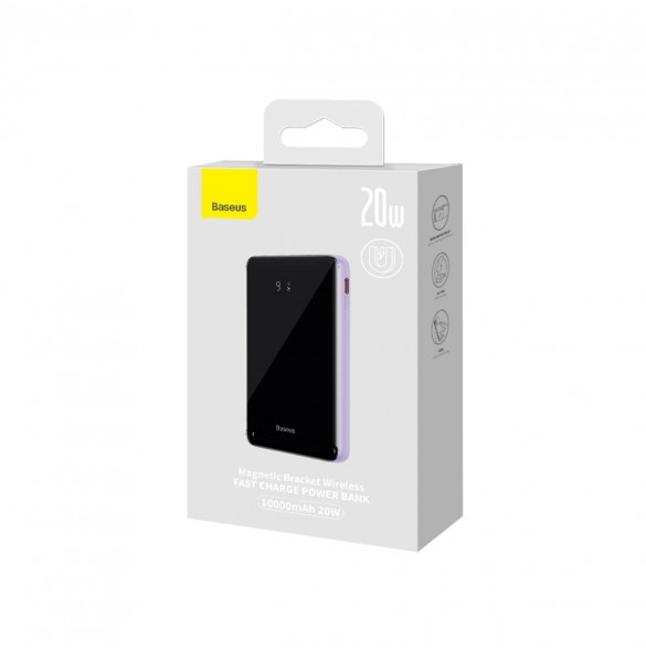 Baseus Magnetic Bracket Trådlös snabbladdning Power Bank 10000mAh 20W LilaďĽMed Xiaobai-serien snabbladdningskabel Typ-C till Ty
