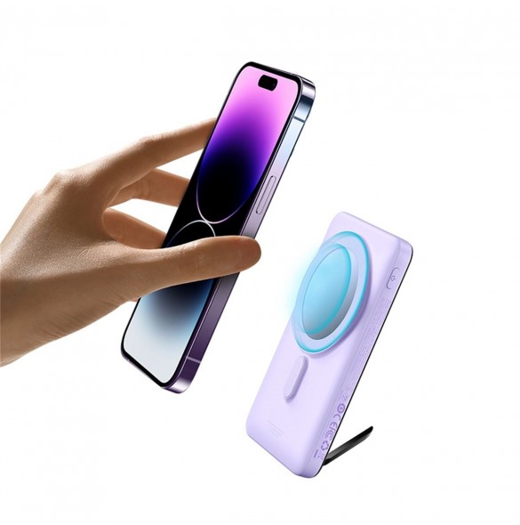 Baseus Magnetic Bracket Trådlös snabbladdning Power Bank 10000mAh 20W LilaďĽMed Xiaobai-serien snabbladdningskabel Typ-C till Ty
