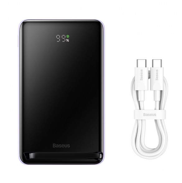 Baseus Magnetic Bracket Trådlös snabbladdning Power Bank 10000mAh 20W LilaďĽMed Xiaobai-serien snabbladdningskabel Typ-C till Ty
