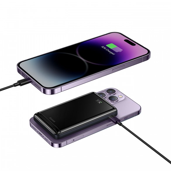 Baseus Magnetic Bracket Trådlös snabbladdning Power Bank 10000mAh 20W LilaďĽMed Xiaobai-serien snabbladdningskabel Typ-C till Ty
