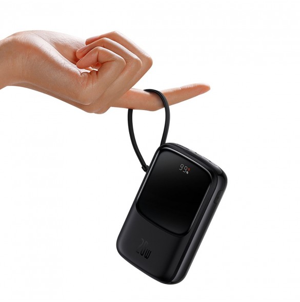 Baseus Qpow powerbank 10000mAh inbyggd USB Type-C-kabel 22,5W Snabbladdning SCP AFC FCP vit (PPQD020102)
