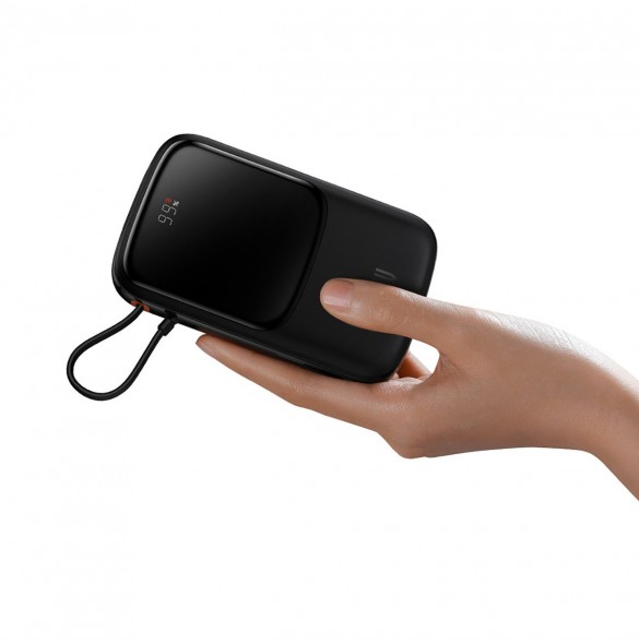 Baseus Qpow powerbank 10000mAh inbyggd USB Type-C-kabel 22,5W Snabbladdning SCP AFC FCP vit (PPQD020102)