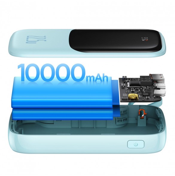 Baseus Qpow powerbank 10000mAh inbyggd USB Type-C-kabel 22,5W Snabbladdning SCP AFC FCP blå (PPQD020103)