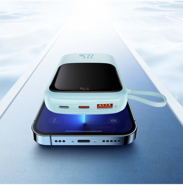 Baseus Qpow powerbank 10000mAh inbyggd USB Type-C-kabel 22,5W Snabbladdning SCP AFC FCP blå (PPQD020103)