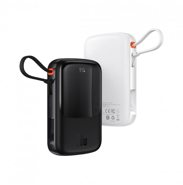 Baseus Qpow powerbank 10000mAh inbyggd USB Type-C-kabel 22,5W Snabbladdning SCP AFC FCP lila (PPQD020105)