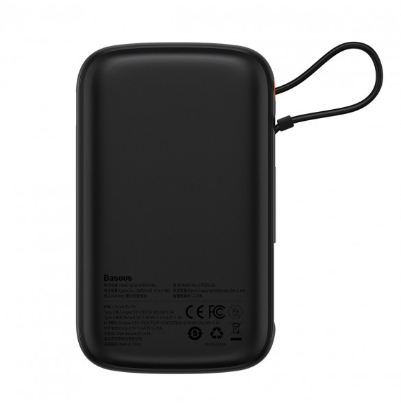 Powerbank 10000mAh 20W Baseus Qpow Pro Overseas Edition + USB C 3A-kabel - svart