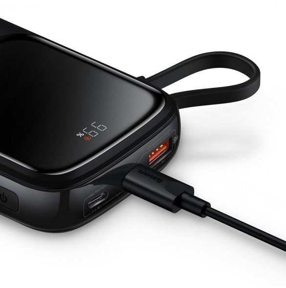 Powerbank 10000mAh 20W Baseus Qpow Pro Overseas Edition + USB C 3A-kabel - svart