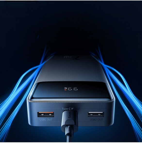 Powerbank 20000mAh USB / USB C 25W PD QC + USB C 60W Cable Baseus Bipow - svart