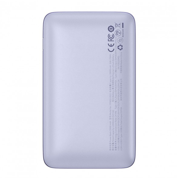 Powerbank Baseus Bipow Pro 20000mAh 22,5W lila med USB Typ A - USB Typ C 3A 0,3m kabel (PPBD030005)
