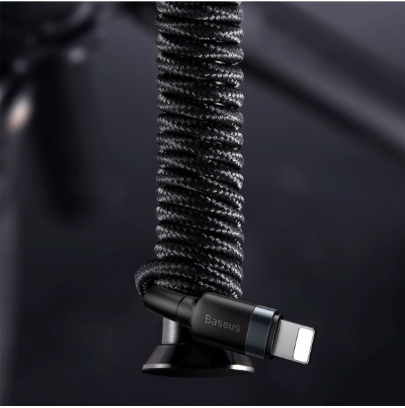 Baseus Cafule Kabel slitstark nylonkabel USB Typ C PD / Lightning 18W QC3.0 1m svart-grå (CATLKLF-G1)