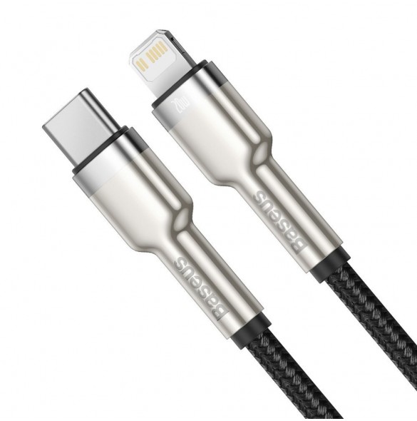 Baseus Cafule Metal Datakabel USB Typ C - Lightning 20 W Strömförsörjning 1 m svart (CATLJK-A01)