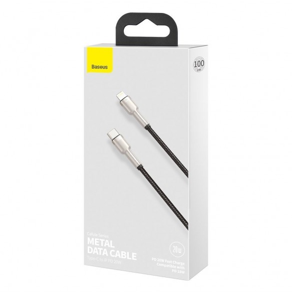 Baseus Cafule Metal Datakabel USB Typ C - Lightning 20 W Strömförsörjning 1 m svart (CATLJK-A01)