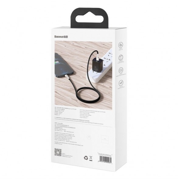 Baseus Cafule Metal Datakabel USB Typ C - Lightning 20 W Strömförsörjning 1 m svart (CATLJK-A01)