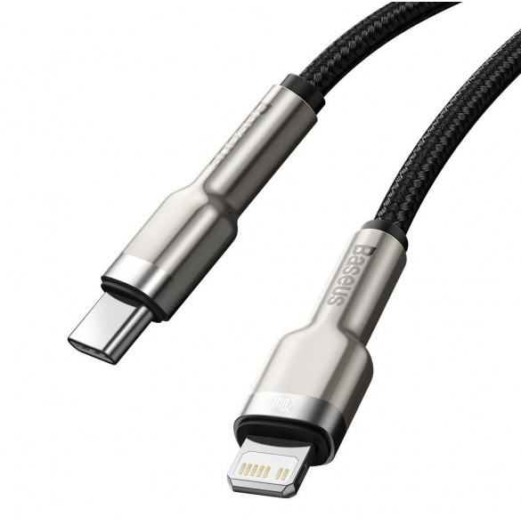Baseus Cafule Metal Datakabel USB Typ C - Lightning 20 W Strömförsörjning 1 m svart (CATLJK-A01)