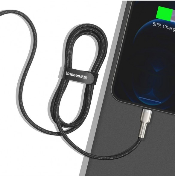 Baseus Cafule Metal Datakabel USB Typ C - Lightning 20 W Strömförsörjning 1 m svart (CATLJK-A01)