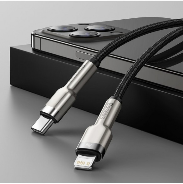Baseus Cafule Metal Datakabel USB Typ C - Lightning 20 W Strömförsörjning 1 m svart (CATLJK-A01)