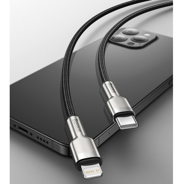 Baseus Cafule Metal Datakabel USB Typ C - Lightning 20 W Strömförsörjning 1 m svart (CATLJK-A01)