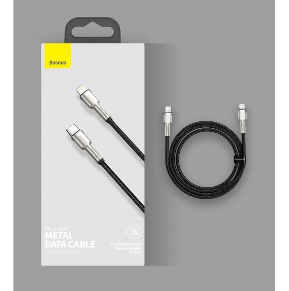 Baseus Cafule Metal Datakabel USB Typ C - Lightning 20 W Strömförsörjning 1 m svart (CATLJK-A01)