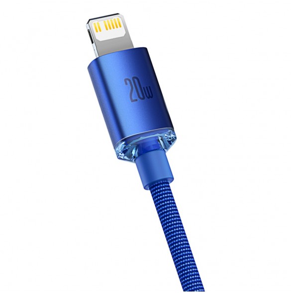 Baseus Crystal Shine Series-kabel USB-kabel för snabb laddning och dataöverföring USB Typ C - Lightning 20W 1,2m blå (CAJY000203